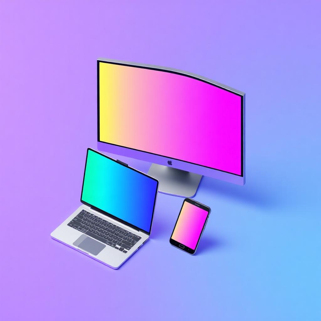 Laptop, monitor and phone running an online screen test